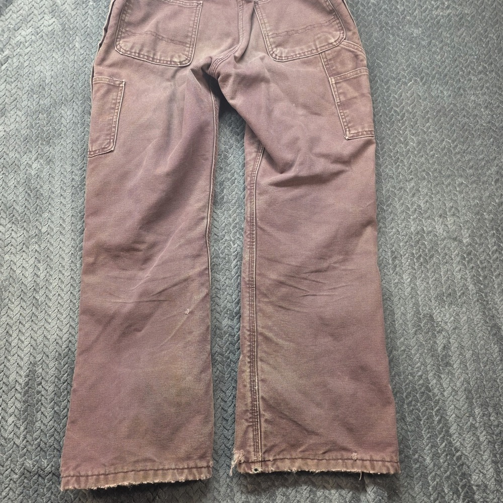 Vintage Carhartt WR027 Women's 6x30 Dark Plum Insulated Bib Overalls Distressed - Picture 5 of 15